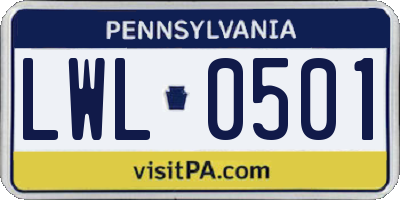 PA license plate LWL0501