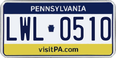 PA license plate LWL0510