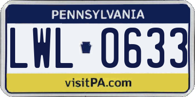 PA license plate LWL0633