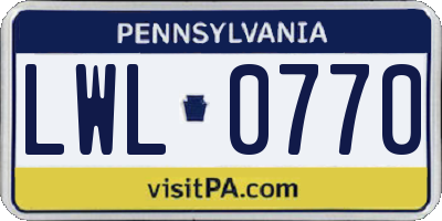 PA license plate LWL0770