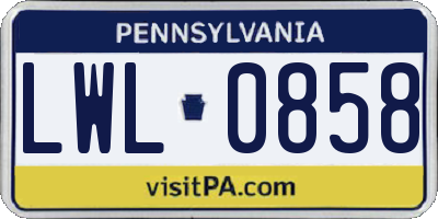 PA license plate LWL0858
