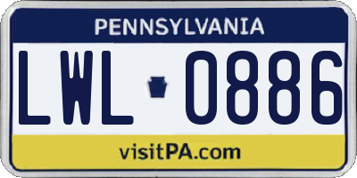 PA license plate LWL0886