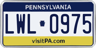 PA license plate LWL0975