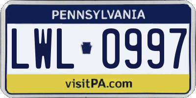 PA license plate LWL0997