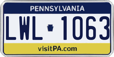 PA license plate LWL1063