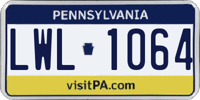PA license plate LWL1064