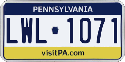 PA license plate LWL1071