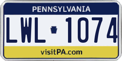 PA license plate LWL1074