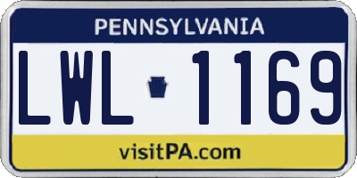 PA license plate LWL1169