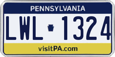 PA license plate LWL1324