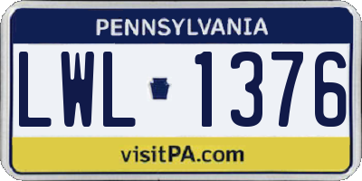 PA license plate LWL1376