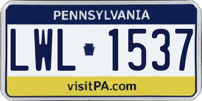 PA license plate LWL1537