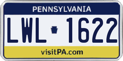PA license plate LWL1622