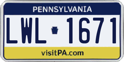 PA license plate LWL1671