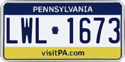 PA license plate LWL1673