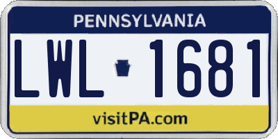 PA license plate LWL1681