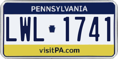 PA license plate LWL1741