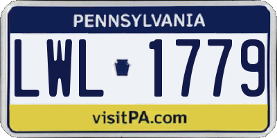 PA license plate LWL1779
