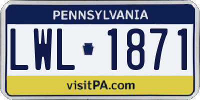 PA license plate LWL1871