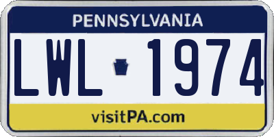 PA license plate LWL1974