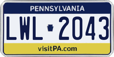 PA license plate LWL2043