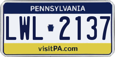 PA license plate LWL2137