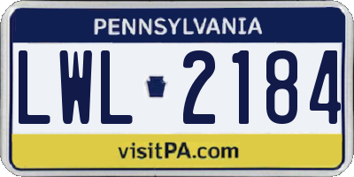 PA license plate LWL2184