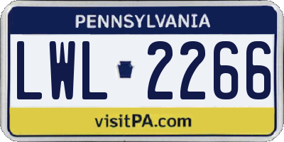 PA license plate LWL2266
