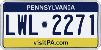 PA license plate LWL2271