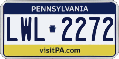 PA license plate LWL2272