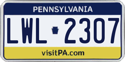 PA license plate LWL2307