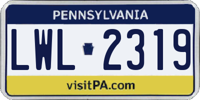 PA license plate LWL2319