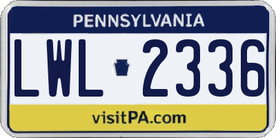 PA license plate LWL2336