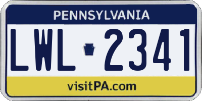 PA license plate LWL2341