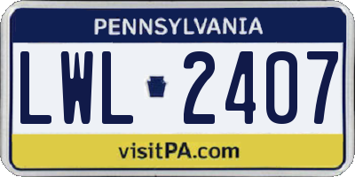 PA license plate LWL2407