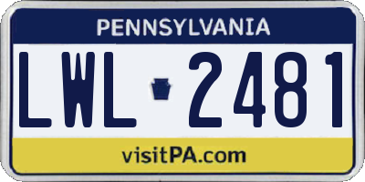 PA license plate LWL2481