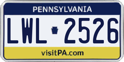 PA license plate LWL2526