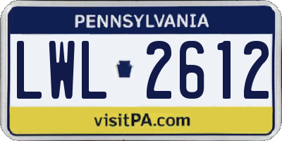 PA license plate LWL2612
