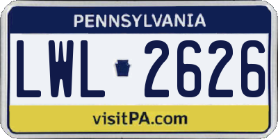 PA license plate LWL2626