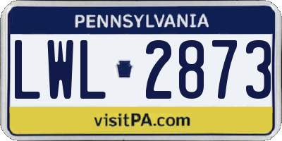PA license plate LWL2873