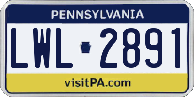 PA license plate LWL2891