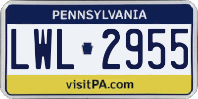 PA license plate LWL2955