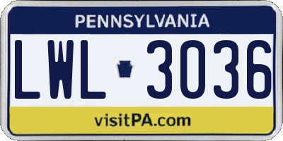 PA license plate LWL3036