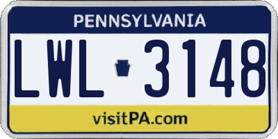 PA license plate LWL3148