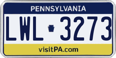 PA license plate LWL3273