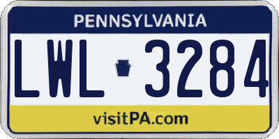 PA license plate LWL3284