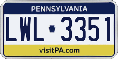 PA license plate LWL3351