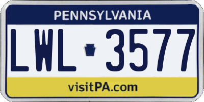 PA license plate LWL3577