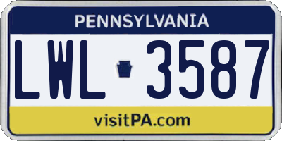 PA license plate LWL3587