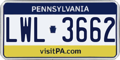 PA license plate LWL3662